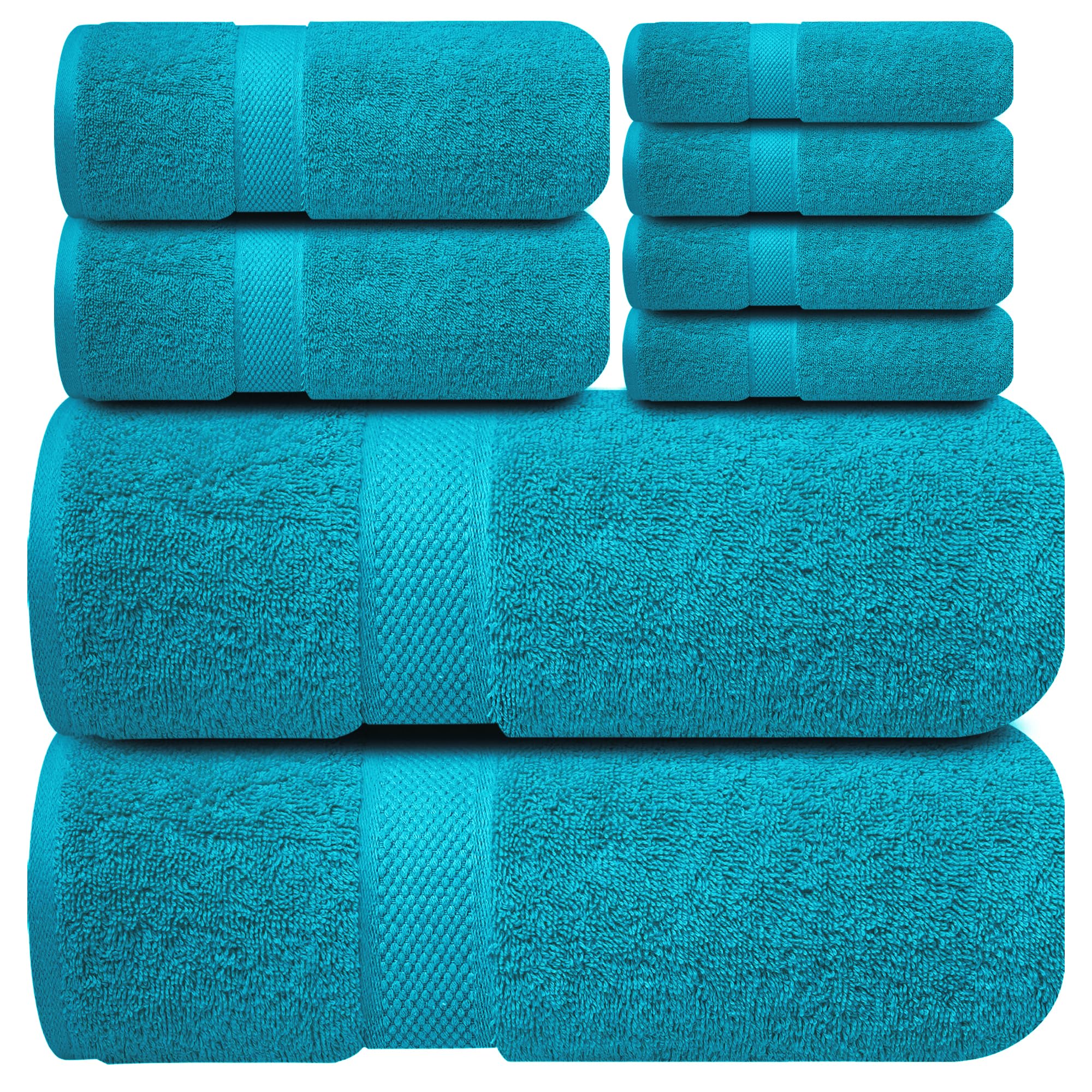 Infinitee Xclusives Premium Bath Towel Set 8-Piece (2 Bath Towels, 2 Hand Towels, 4 Washcloths), Super Absorbent Soft 100% Ring-Spun Cotton for Spa, Gym, Hotel & Bathroom |Serene Teal| — image 1