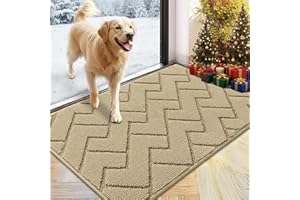 hicorfe Indoor Doormat,Front Back Door Mat Rubber Backing Non Slip Door Mats 24"x35" Absorbent Resist Dirt Entrance Doormat I