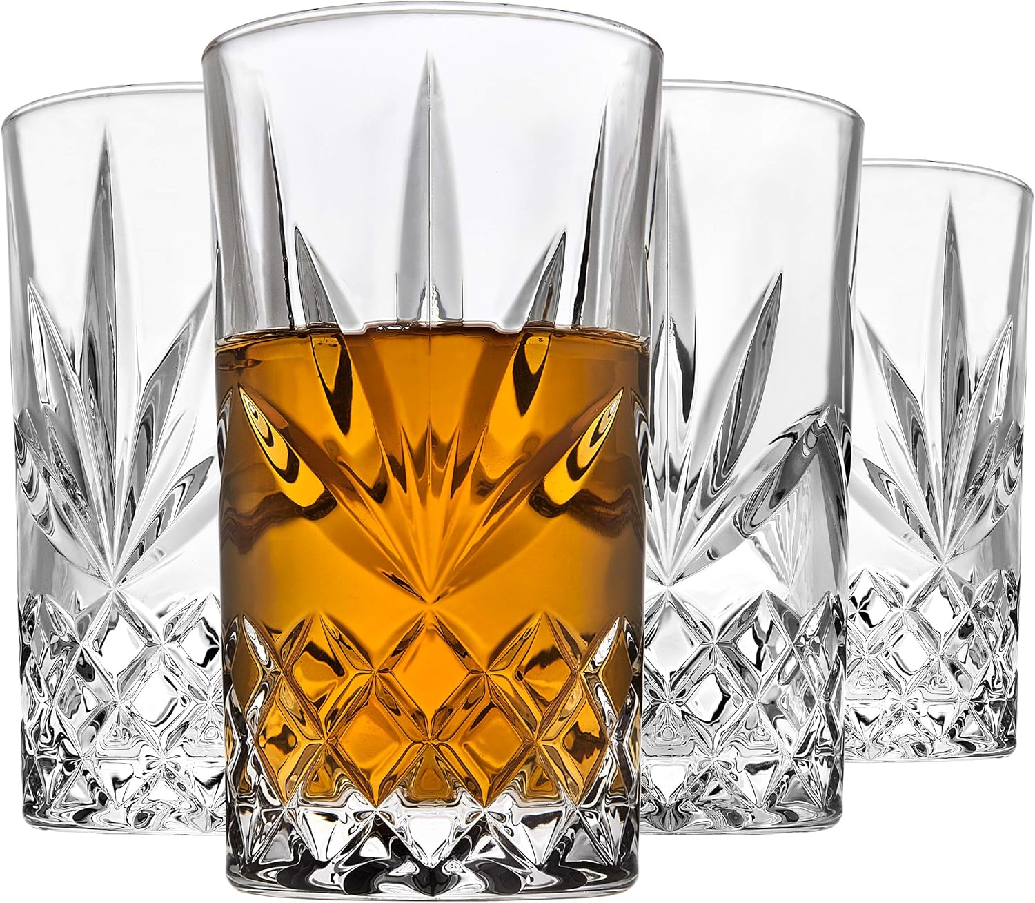 Godinger Highball Glasses, Drinking Glasses for Water