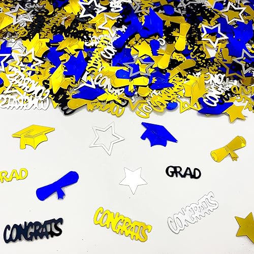 Werich Graduation Confetti 2025 Blue| Glitter Confetti Sprinkles for Party Table Scatters Decoration | Graduation Party Decoration for Home, College, Senior, High School Prom | Metallic Foil