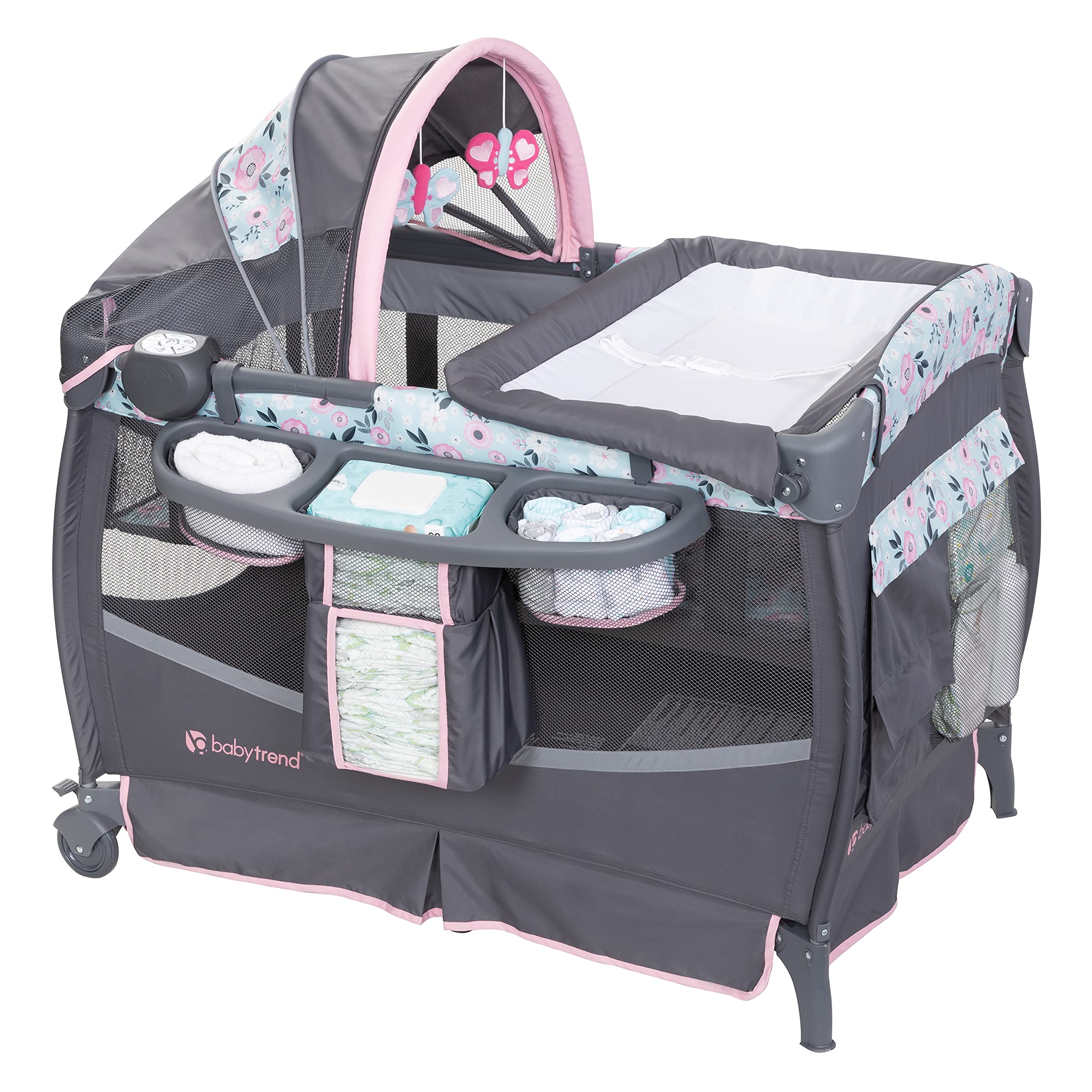 Baby Trend Nursery Center, Playard Full Size Bassinet and Changing Table, Deluxe II, Primrose