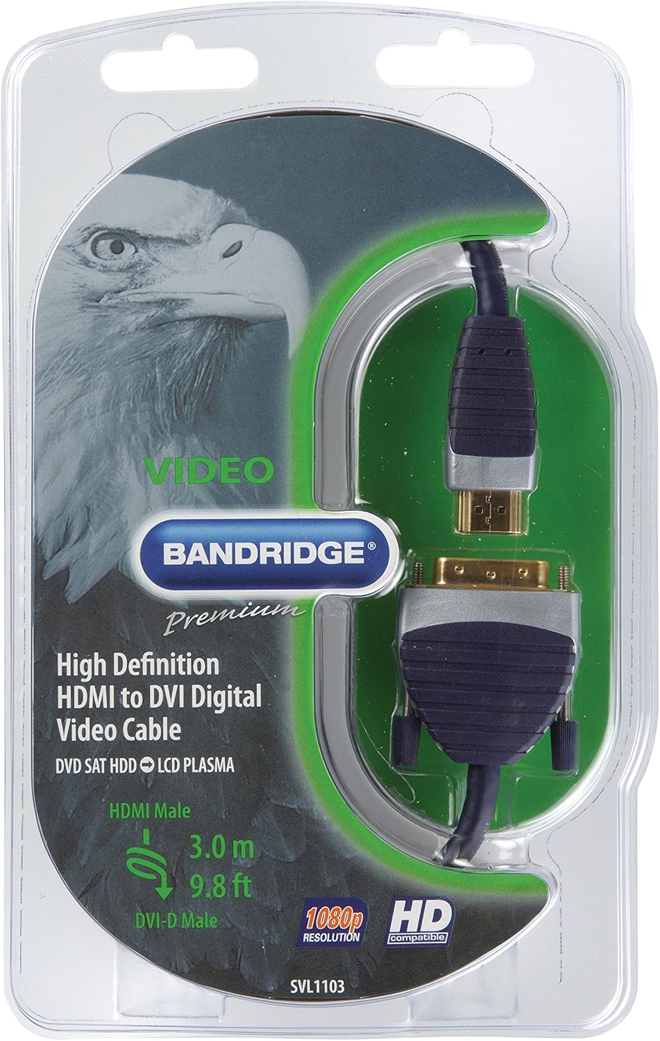 Bandridge Premium SVL1103 - HDMI To DVI Video Lead - 3.0 Meters, Black, 3 Meters - Image 4