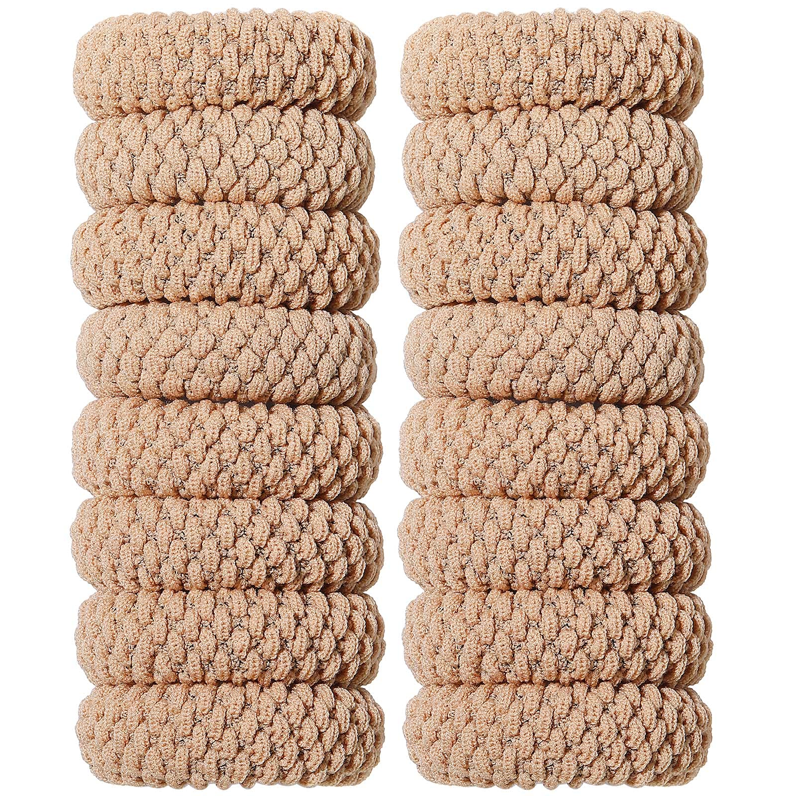 16 Pieces Thick Soft Hair Ties Seamless Hair Bands No Crease No Break No Slip Hair Bands Seamless Hair Elastics Ties Thick Stretchy Ponytail Holders for Women Girls (Dark Nude)
