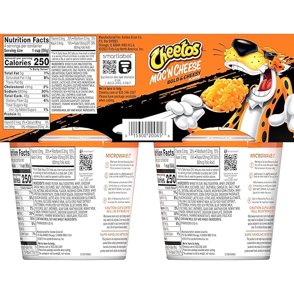 CHEETOS MAC N CHEESE BOLD & CHEESY, 2.32OZ CUPS (4 PACK)