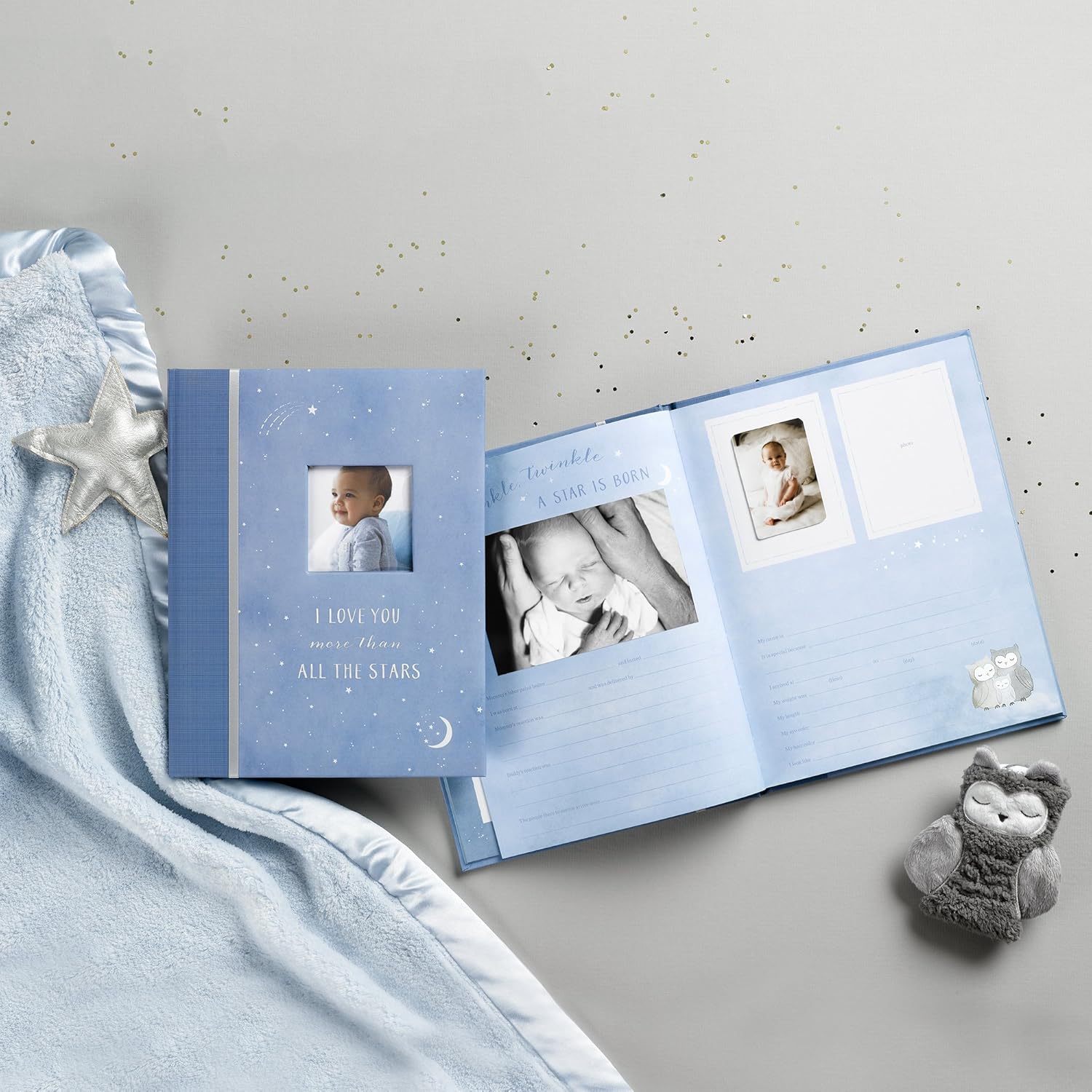 Carter's B2-16232 Blue All The Stars Gender Neutral Baby Memory Book for Newborns, 60 Pages: Baby
