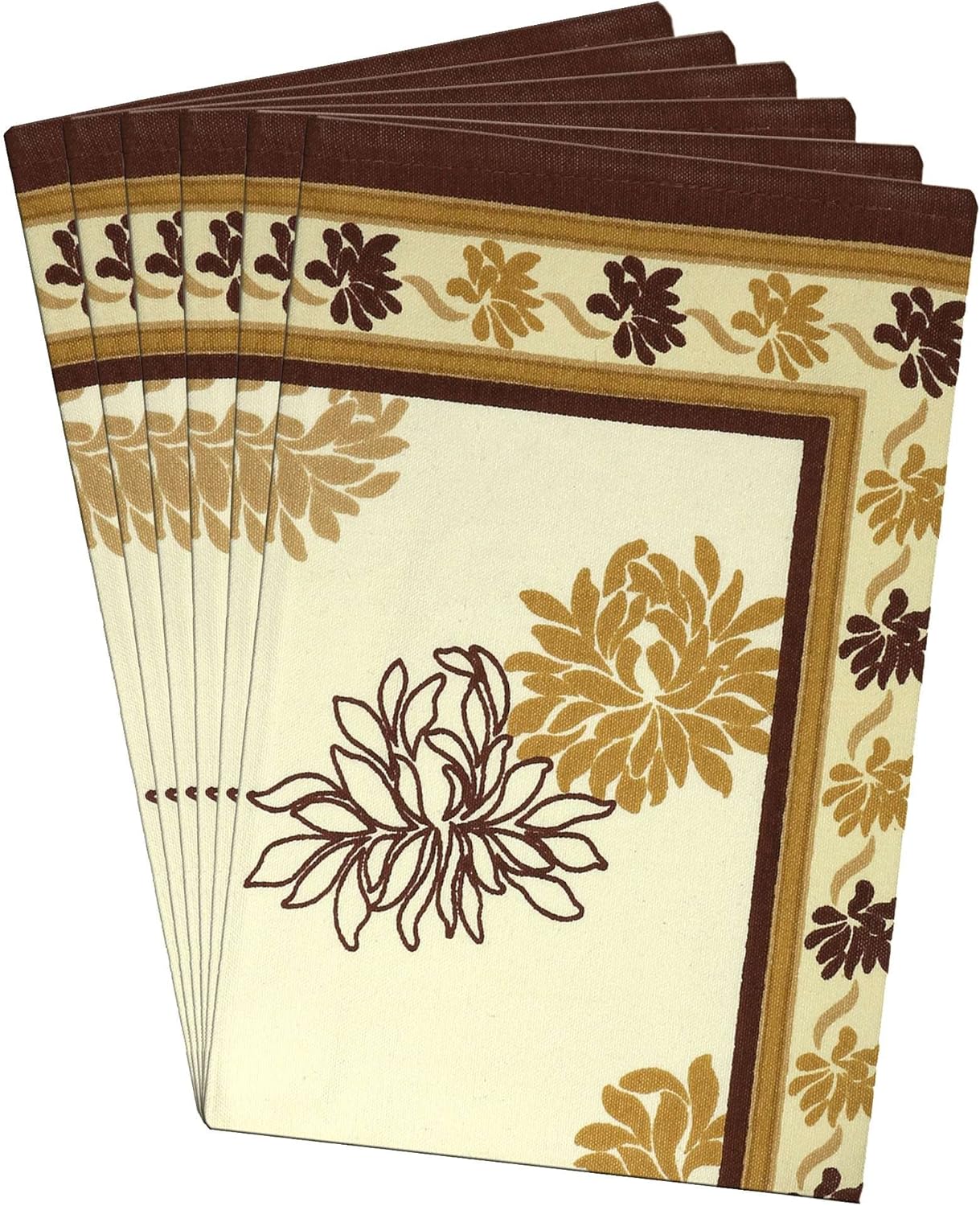 Placemats set of 6 cotton rectangular floral Indian