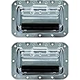 TCH Hardware 2 Pack Medium Spring Loaded Steel Recessed Handle Zinc with Padded Grip Case Chest Box