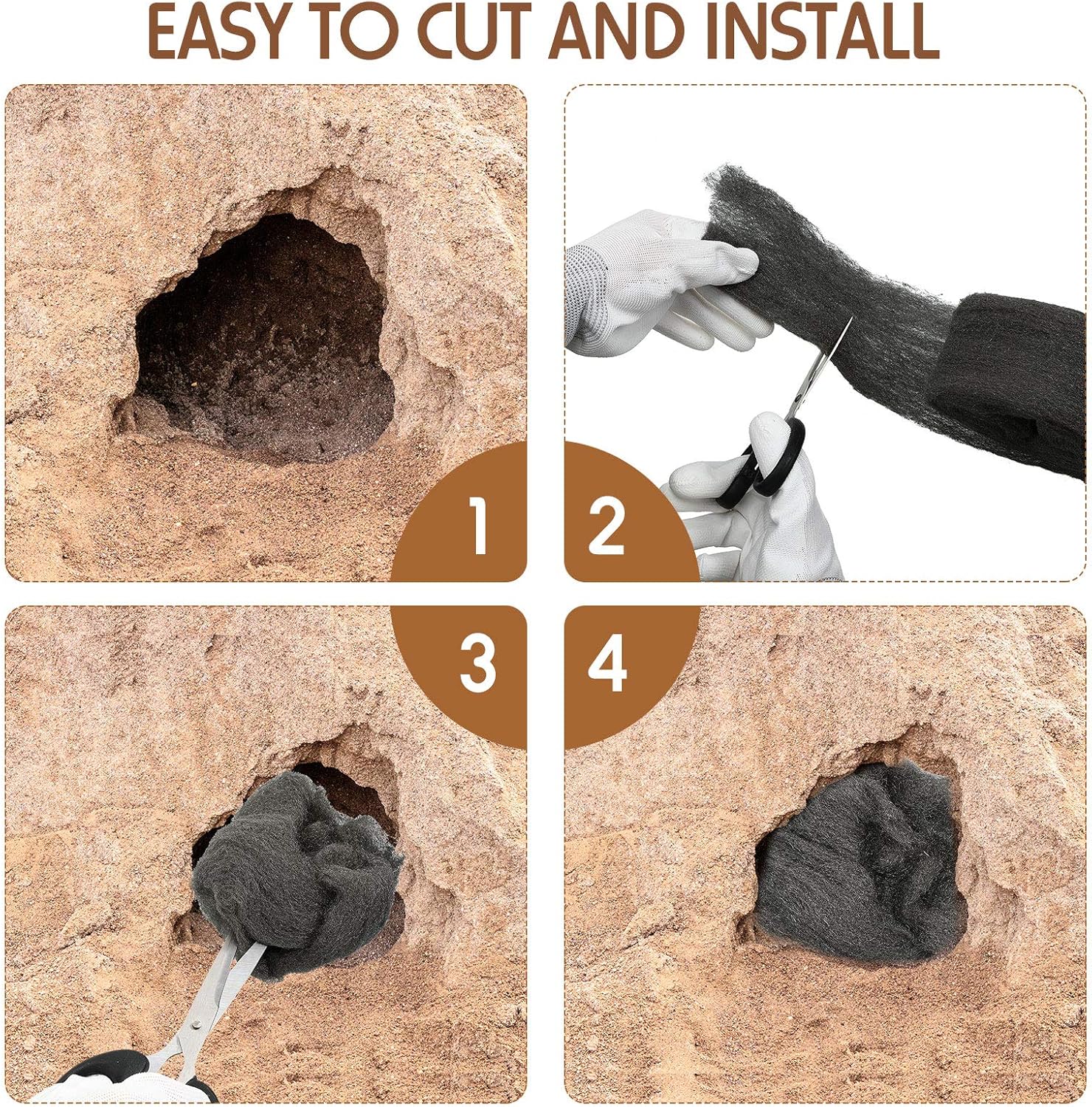 Patelai 4 Pieces Copper Mesh Steel Wool Animal Control Fill Copper Mesh