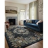 Loloi Rifle Paper Co. Laurel Collection LAU-01 Dark Navy 6'-6" x 9'-2" Area Rug