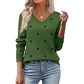 Zeagoo Women's 2026 Fall V Neck Sweater Trendy Long Sleeve Casual Lightweight Ribbed Knit Pullover Tops