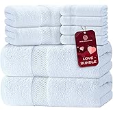 Luxury White Bath Towel Set of 8 Pieces - 100% Turkish Cotton 700 GSM Highly Absorbent Towels for Bathroom, 2 Bath Towels, 2 Hand Towels, 4 Washcloths