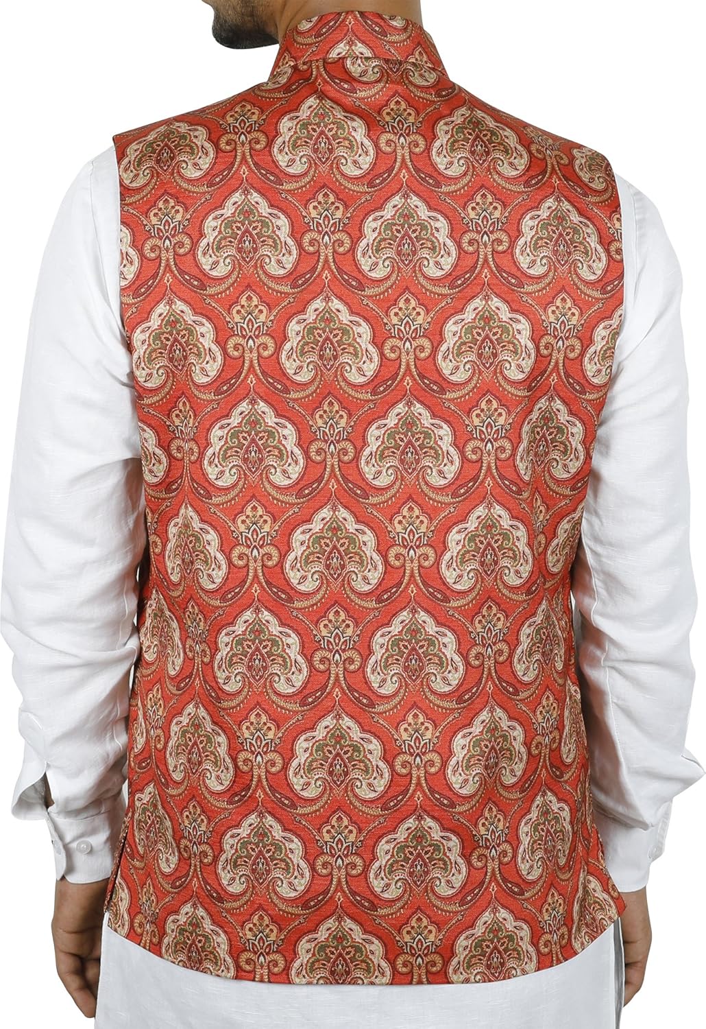 larainbow mens printed bandhgala modi jacket-red