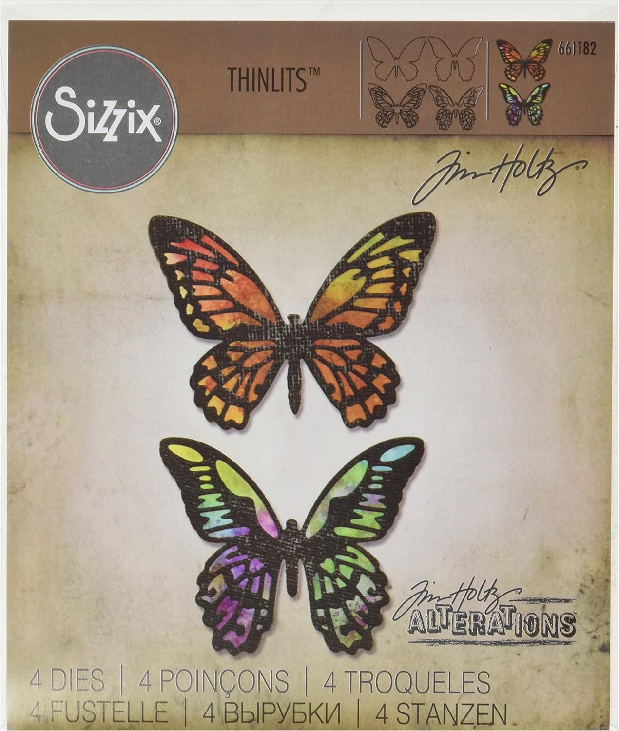 Download Amazon Com Sizzix 661182 Detailed Butterflies Thinlits Die Set By Tim Holtz 4 Pack