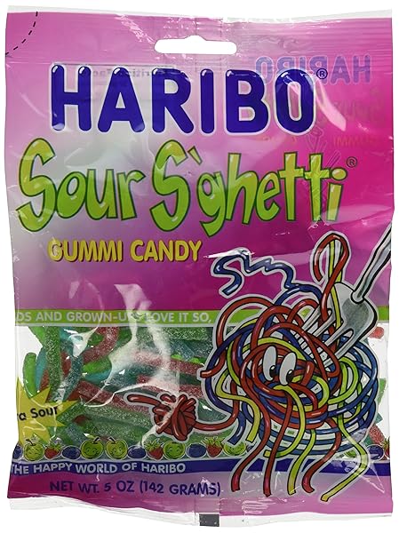 HARIBO SOUR SPAGHETTI GUMMY CANDY, 5 OZ