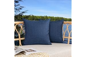 K KEVIN TEXTILE Kevin Textile Pack of 2 Outdoor Waterproof Pillow Covers Throw Pillow Covers Decorative Pillowcases Classic Checkered Pillow Cases for Sofa Couch Patio Garden 24x24 Inch Blue