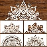 18x10 Inch Mandala Stencil Reusable Mandala Painting Templates Stencil Floral Design Drawing Stencil for DIY Wall, Tile, Furniture, Canva, Outdoor Indoor Decoration 4 PCS