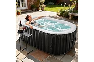 NAIZEA Inflatable Hot Tub 2 Person, Outdoor Portable Hot Tub with 130 Air Jets, Circulation Heating & Filter System, PVC Hott