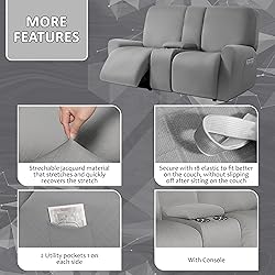 ULTICOR Squared Jacquard Design Reclining Loveseat