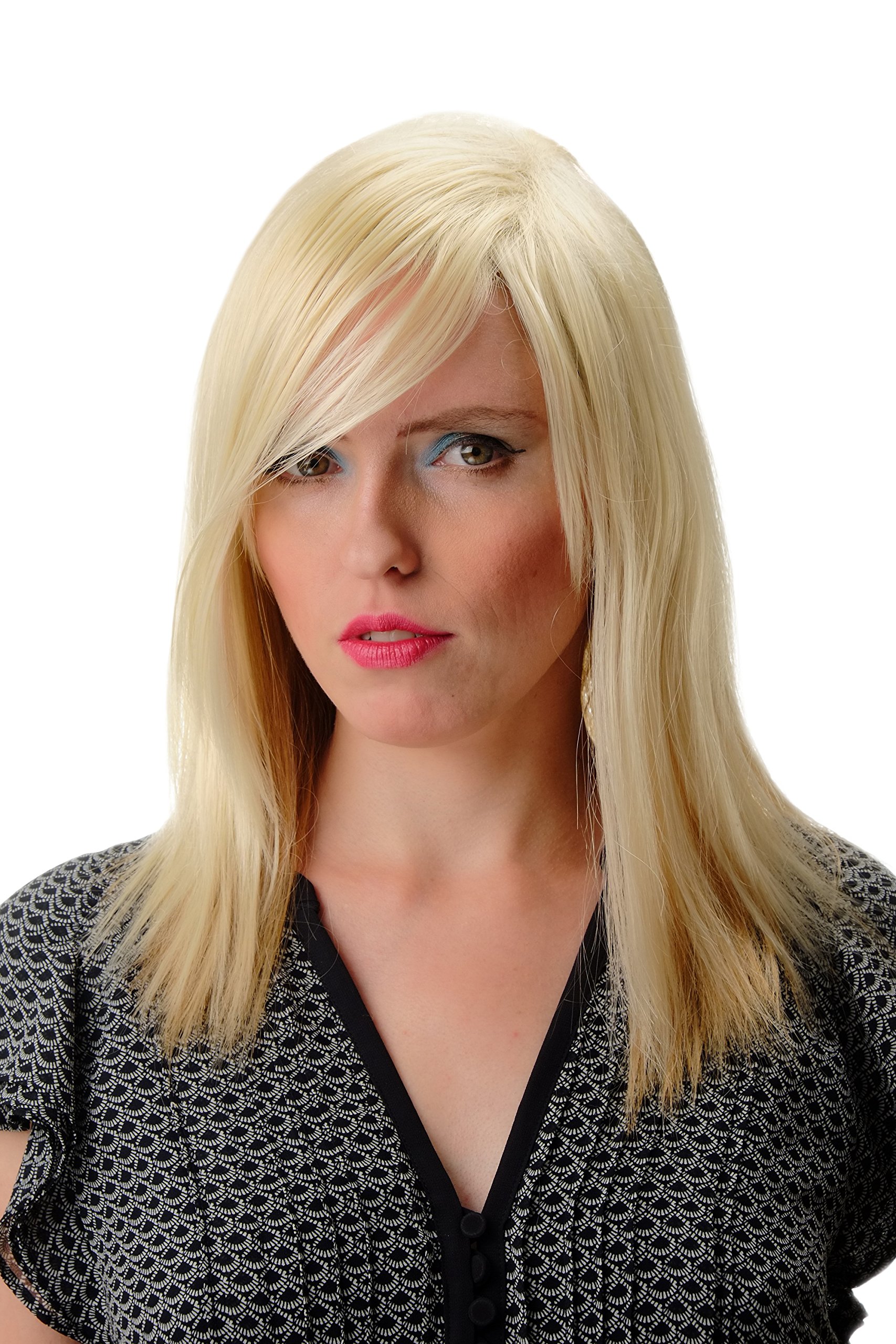 WIG ME UP - GFW2472-LG26+613 Quality Lady Wig long bangs parting straight ombre mix of golden blond & platinum 17inch
