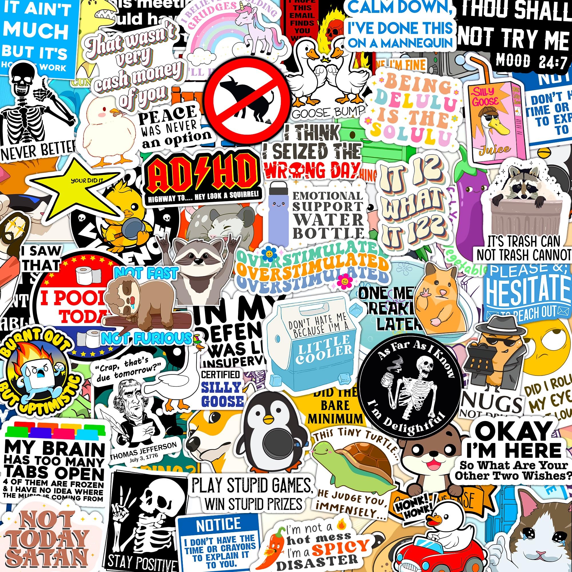 Photo 1 of 123PCS Stickers Pack for Adults, Women, Nurses, Bulk Sarcastic Sticker Pack for Water Bottles, Laptop, Bumper, Phone, Window Bumper Humor Joke Vinyl Waterproof
