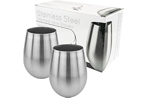 Southern Homewares Stainless Steel Stemless Wine Glasses Set of 2-18oz Unbreakable Stainless Steel Wine Glasses for Outdoor, Travel, Camping, and Pool