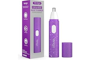 VENIGO Ear Nose Hair Trimmer Clipper - Professional Painless Hair Trimmer for Men and Women, Waterproof and Battery-Operated Hair Removal (Pearl Purple)