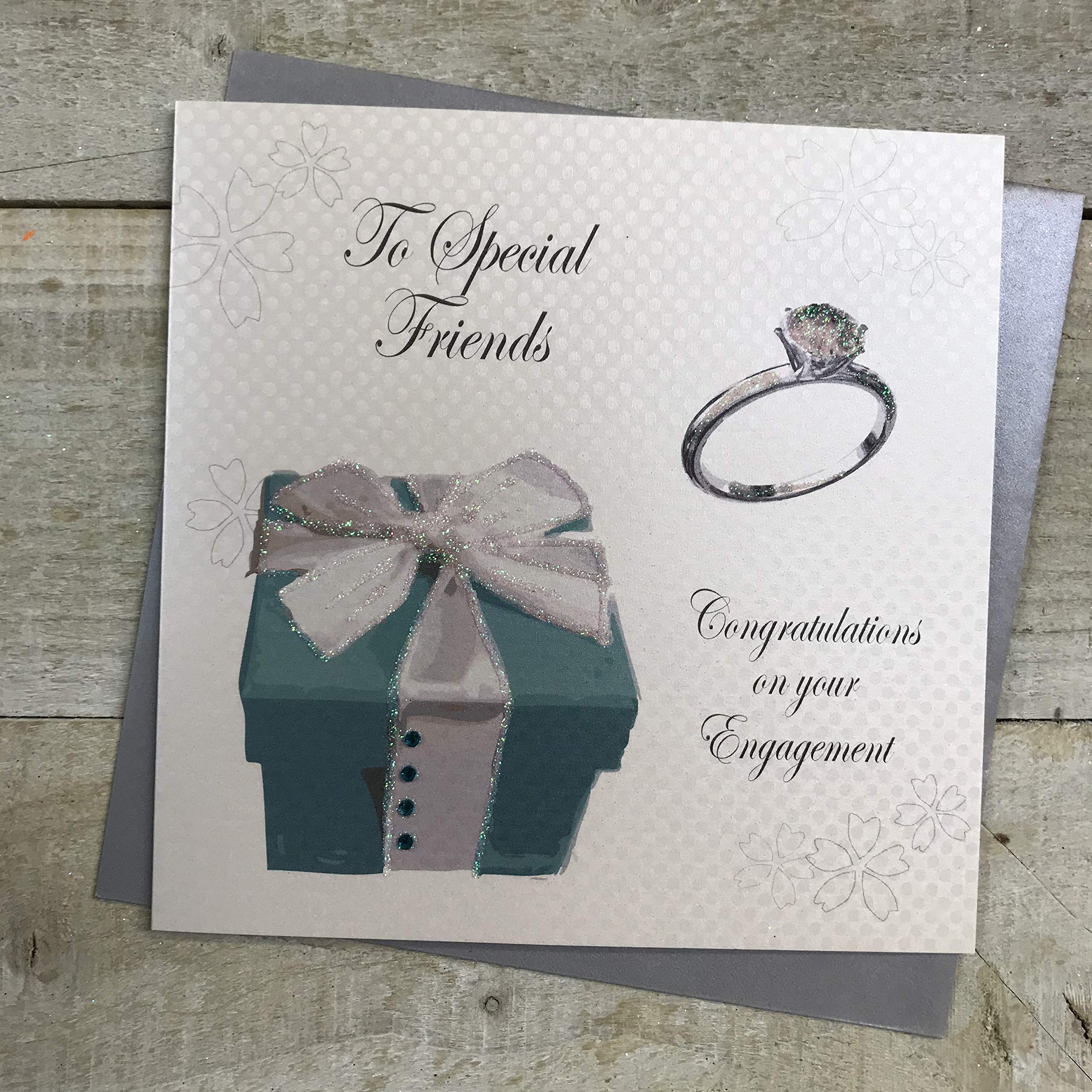WHITE COTTON CARDS Handmade to Special Friends Congratulations On Your Engagement Code Card, White, PD251