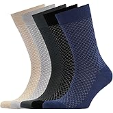 VRD Mens Dress Socks Bamboo Rayon 5-Pack Crew Socks Mid-Calf Length Fits Shoe Size 8-13 Gift Box