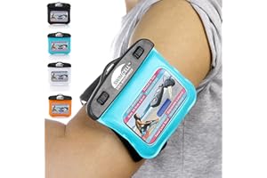 SWIMCELL Waterproof Key Pouch For Swimming - Key Holder Case for Car Key Fob Money, MP3 Player. Adjustable Armband and Neck Lanyard, Silicone Key Cover For Arm Wrist or Ankle. IPX8. For Swimming and Running.