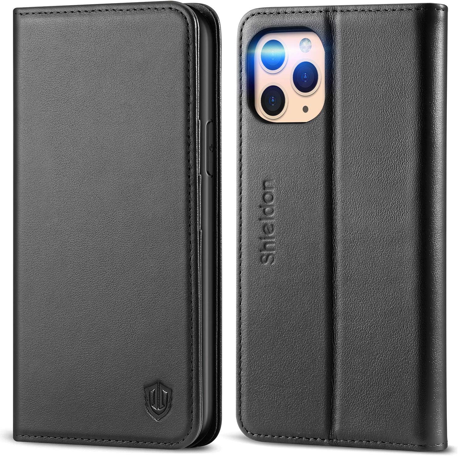 SHIELDON iPhone 11 Pro Case, Genuine Leather Wallet Case Auto Sleep