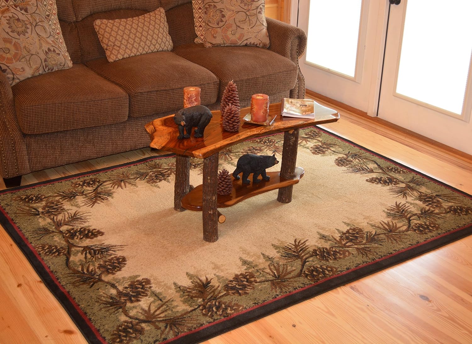 Rustic Lodge Pine Cone Border Brown 8ft Round Area Rug, 7'10x7'10 eBay