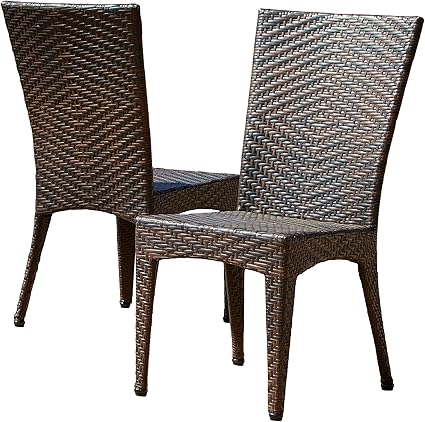 Amazon Com Christopher Knight Home Brooke Outdoor Wicker Chairs 2 Pcs Set Multibrown Outdoor And Patio Furniture Sets Garden Outdoor