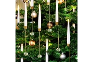 AFINETH Christmas Tree Candles with Remote, 12 Pack Battery Operated Christmas Candles, LED Candles for Xmas Tree Decoration, Flickering Flameless Candles for Home, Party Decor with Crystal Ball Hooks