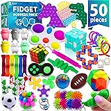 (50 Pcs) Fidget Poppers Popit Toy Pack Push Pop Bubble Popping Set It Mini Poppet Figit Package Figetget Spinners…