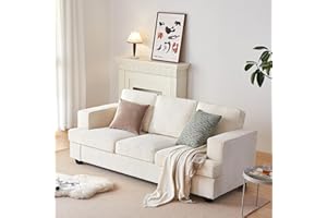 XSPRACER Couches for Living Room, Comfy Couch, Deep Seat Sofa, Couches for Small Spaces, Indoor Sofa, Office Couch, Modern, Fluffy, Warm White, Chenille