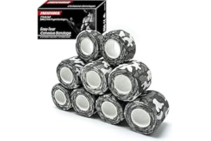 FRESINIDER 9 Rolls Self Adhesive Wrap Athletic Tape Gauze, Breathable Elastic Cohesive Bandage for Sports Injury & Pet (7 Pcs 2"x 5 Yards + 2 Pcs 1" X 5 Yards) (City Camo)