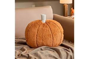 Lfsaaj Fall Decor Pumpkin Pillow, 15.7" Cute Embroidery Halloween Pillow Soft Rabbit Fur Pillow for Natural Accent Pillows for Sofa Cushion Couch Home Thanksgiving Decoration