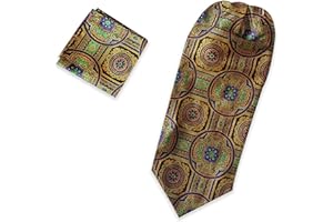 PHDuLac Silk Cravats – Paisley Cravat Dress Ties for Men Jacquard Ascot Tie with Pocket Square