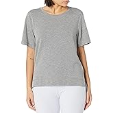 HUE Women’s French Terry Lounge Separates, Medium Grey Heather - Short Sleeve Tee, Large