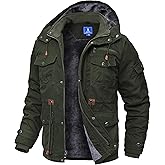 Zoofly Winter Jackets for Men Fleece Lined Cotton Outdoor Winter Cargo Coats with Multi Pockets