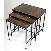 Zhongma Nesting Tables Set of 3, End Tables with Slate Table Top, Solid Real Stone, Side Table, Accent Table