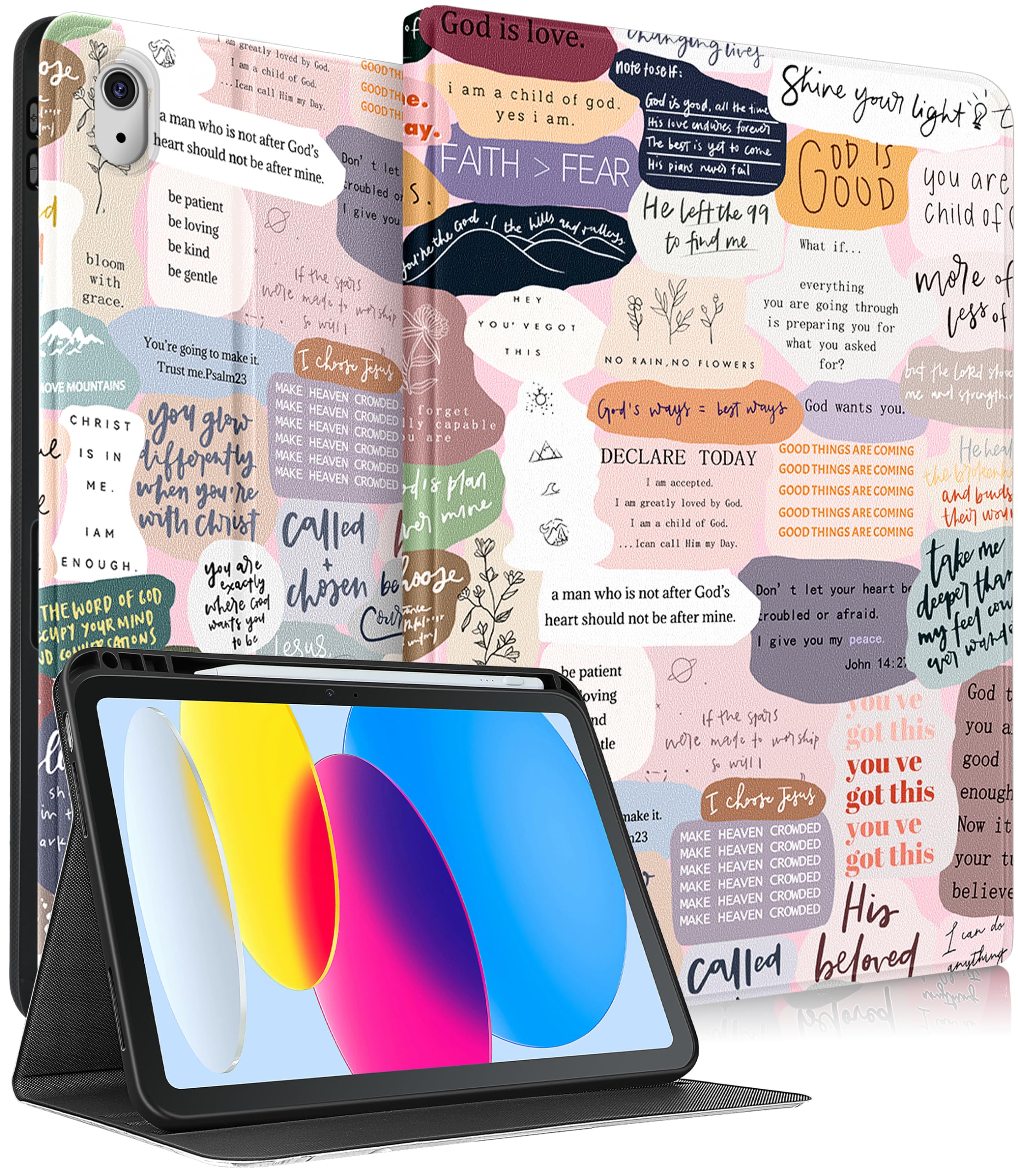 Pegmode for iPad 10th Generation Case 10.9 Inch Women Girls Cute Folio Cover Girly Pretty Aesthetic Fashion Design With Pencil Holder Smart Cover for Apple iPad 10th Gen Cases 2022 A2696 A2757