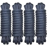 PACTHSD 4-Pack 1/2" x 15' Dock Lines, Premium Double Braided Nylon Boat Ropes for Docking with a 12" Eye, High Strength Marine Rope Boat Lines, Navy Blue Mooring Lines