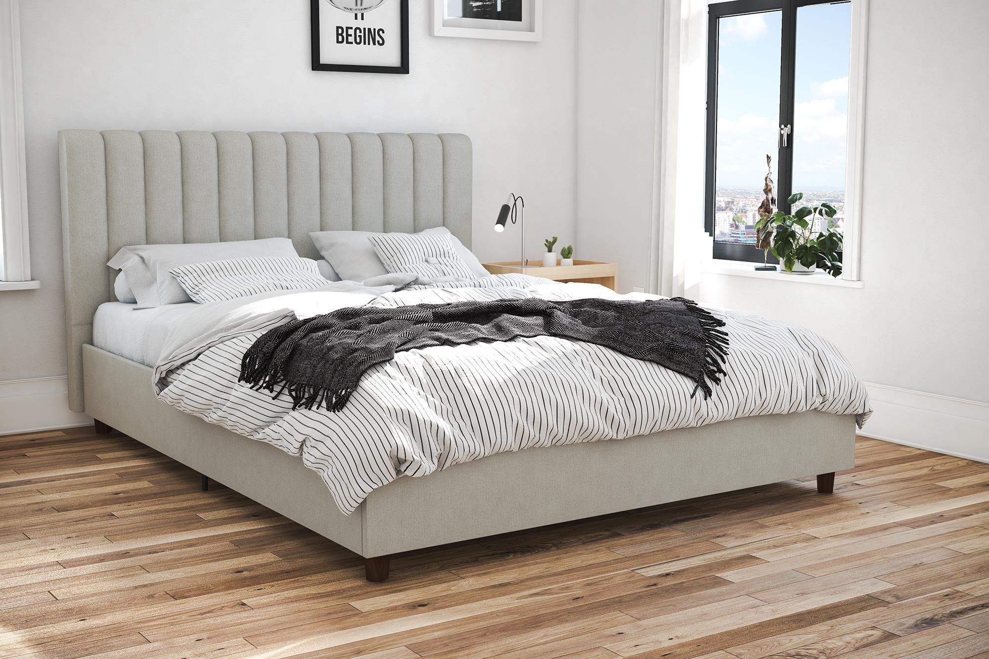 Novogratz 4190439N Brittany Upholstered Bed, Queen, Gray