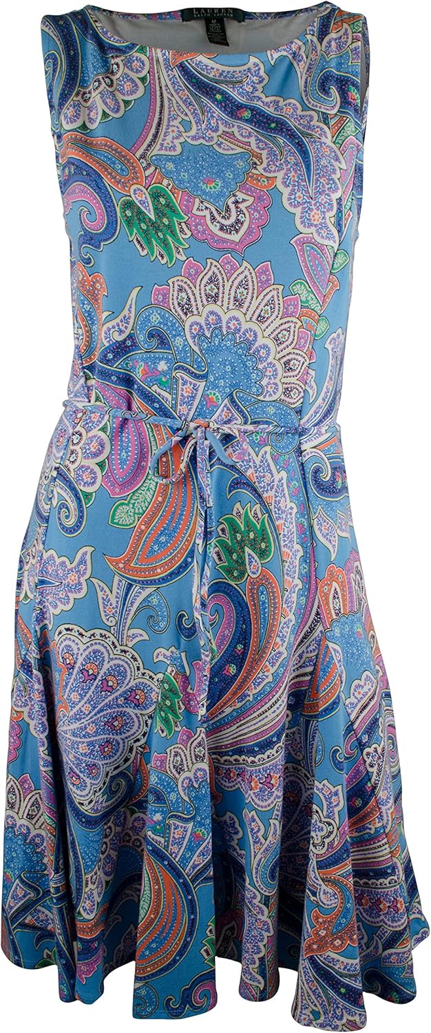 ralph lauren blue paisley dress