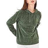 Simple&Opulence Women's Chenille Sweater Drawstring Hooded Long Sleeve Pullover Ribbed Cuff Hem Jumper Tops