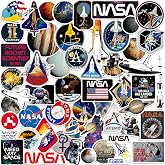 NASA Missions 50ct Vinyl L Deluxe Stickers, Indoor/Outdoor, Set of 50 | NASA Stickers &ndash; Great for Water Bottles, Skateboards, Luggage, Laptops, Bumpers &amp; Cars