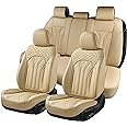 FLORICH Leather Seat Covers, Seat Covers Full Set, Car Seat Protectors 5 Seats, Automotive Seat Covers Fit for Most Cars Trucks-Beige