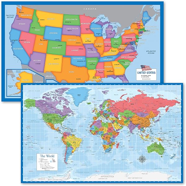 Amazon.com: Swiftmaps 18x24 Kids World and United States Wall Map