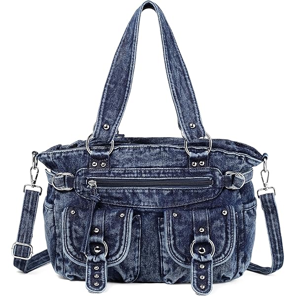 バッグ hobo one shoulder bag studs y2k grunge Amazon.com: Studded Denim Hobo Bag for Women Silver Studs